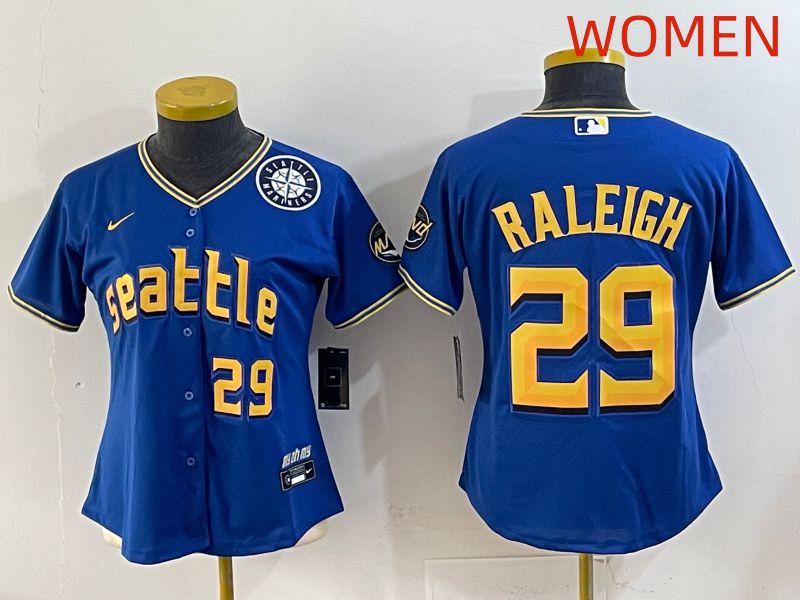 Women 2025 Seattle Mariners #29 Raleigh Blue City Edition Nike MLB Jersey style 5->new york mets->MLB Jersey